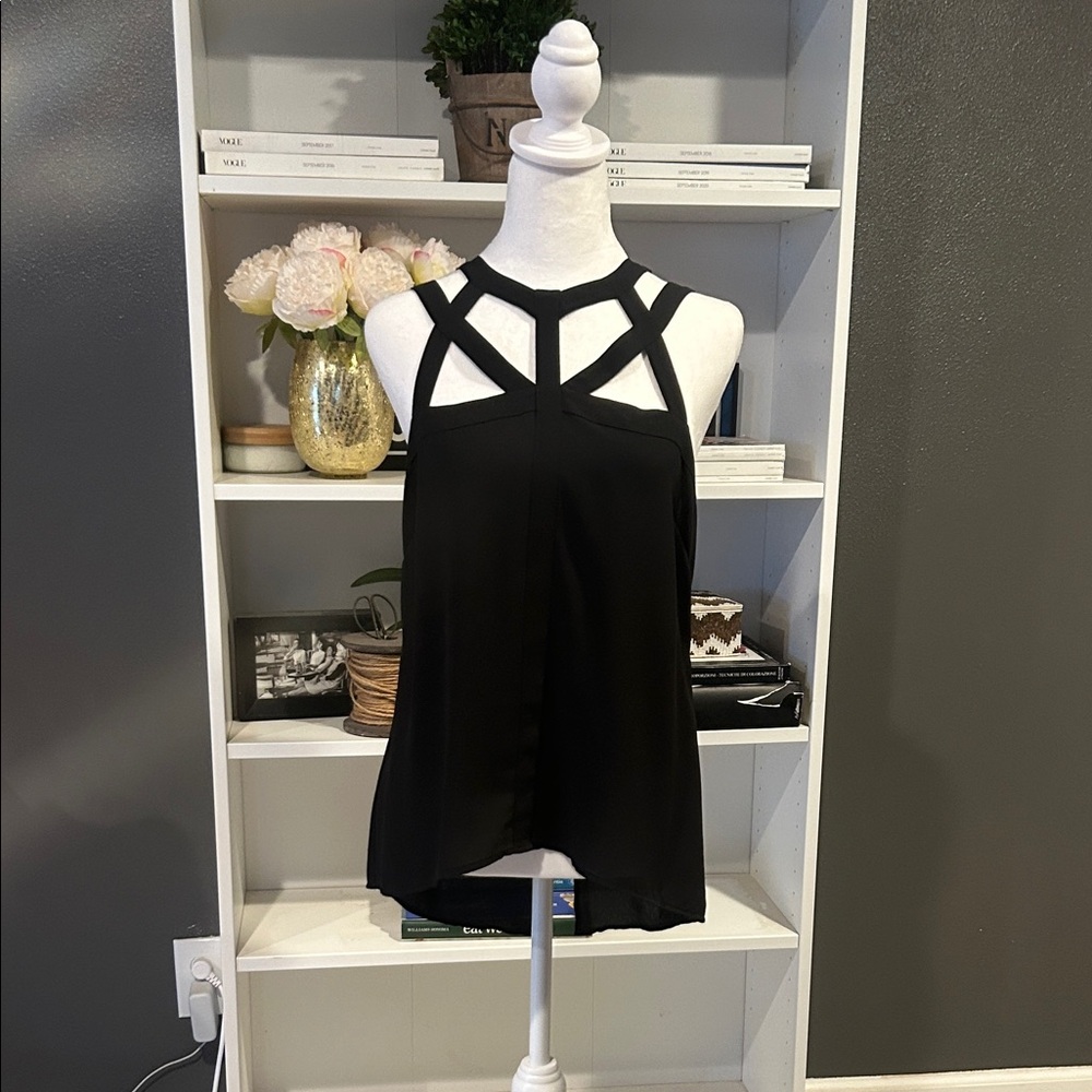 BCBGMaxAzria Black Strappy Blouse